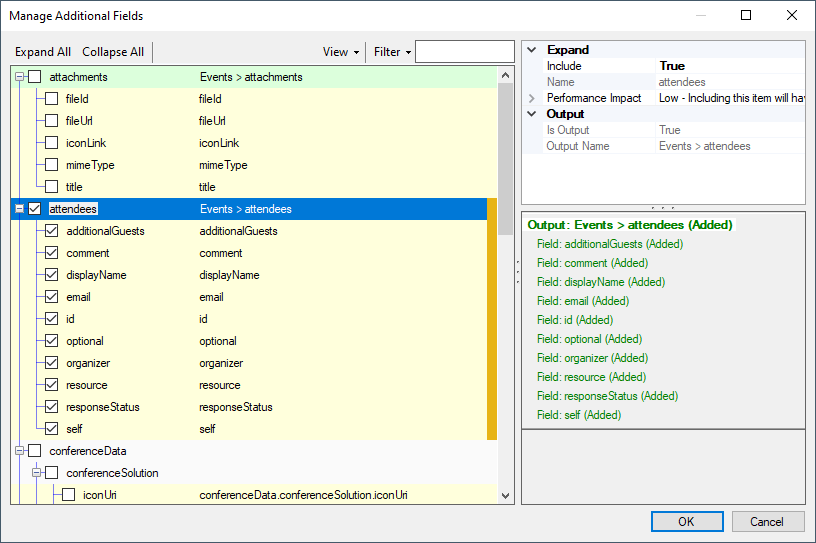 SSIS Google Calendar Source Component - More Fields